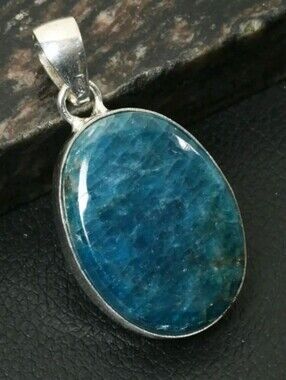 Blue Apatite Gemstone Jewelry 925 Sterling Silver Handmade Pendant Necklace